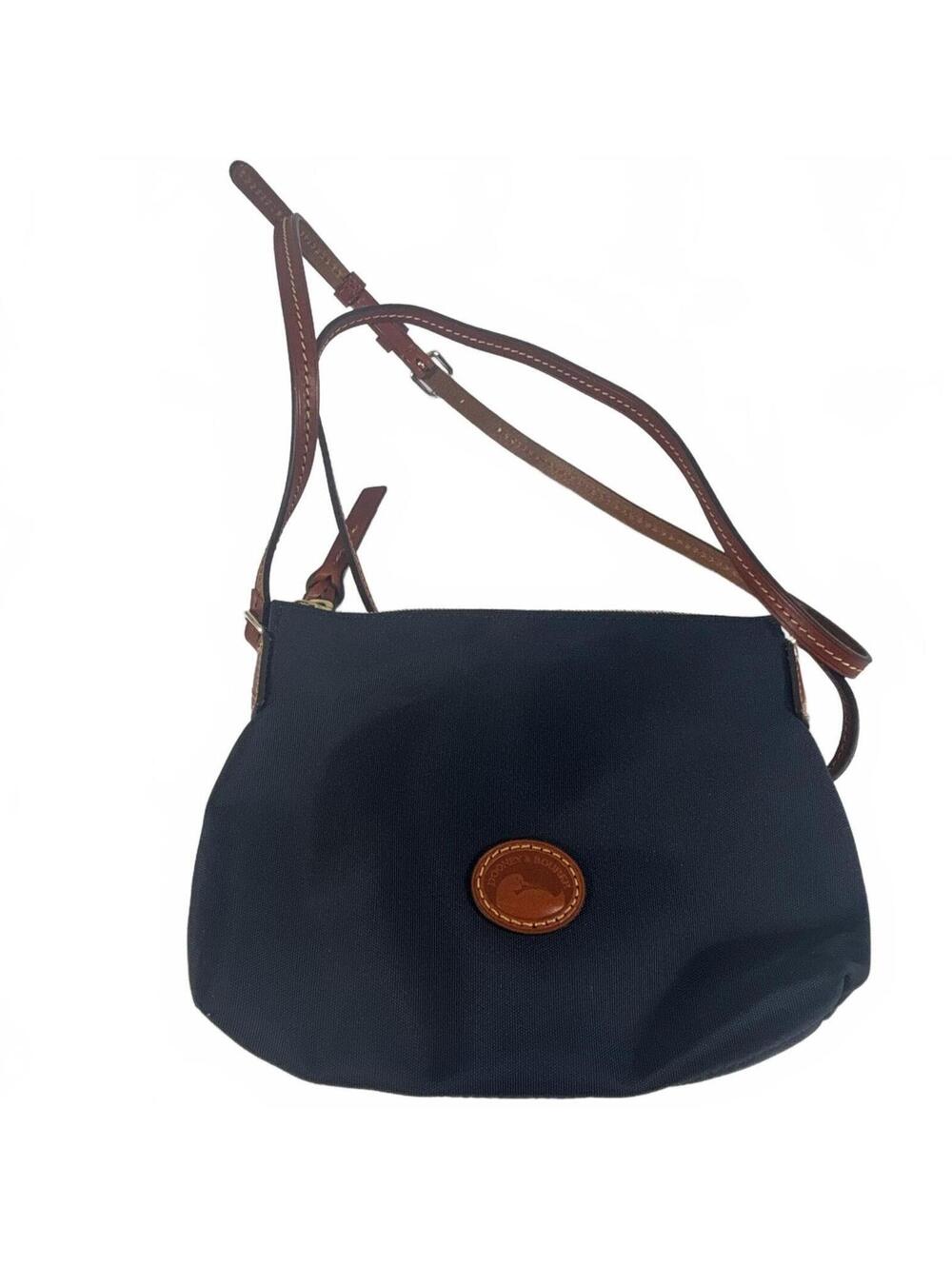 Dooney & Bourke Navy Nylon Crossbody Leather Trim Zipper Purse Bag